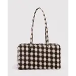 Baggu Medium Nylon Bowler Bag - Blurred Gingham Brown
