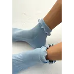 Le Bon Shoppe Ruffled Hugger Crew Socks - Periwinkle/Red