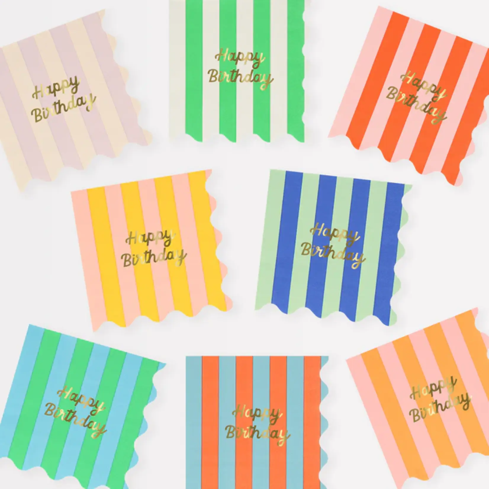Meri Meri Stripe Happy Birthday Small Napkins