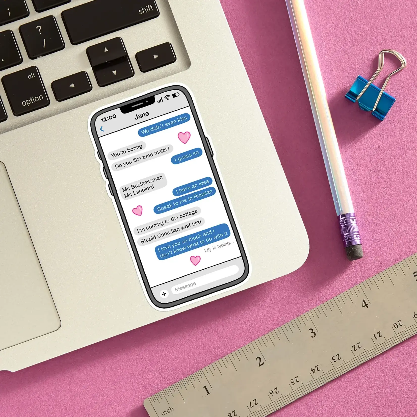 The Found Heated Rivalry Lily + Jane Texts Die Cut Sticker