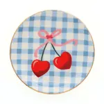 Properly Improper Round Trinket Tray - Gingham Cherry