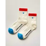 Le Bon Shoppe Embroidered Color Block Girlfriend Socks - Blue Red Heart