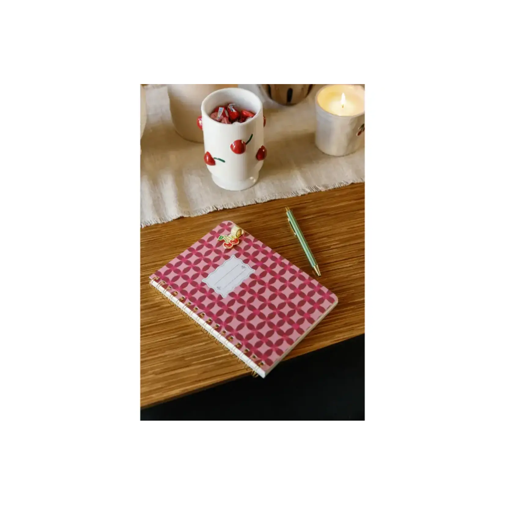 Designworks Ink FSC Mix Credit Small Twin Wire Notebook - Pinwheel Pink