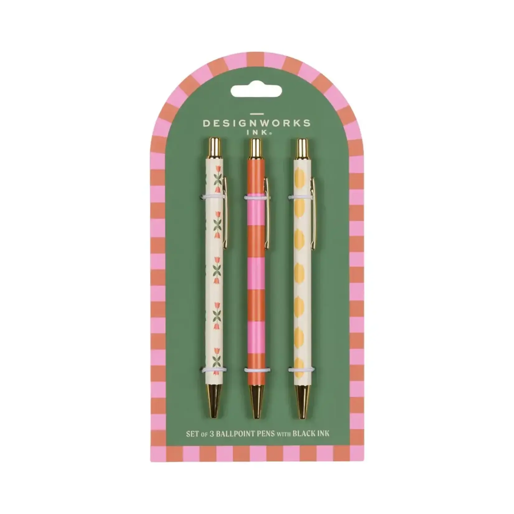 Designworks Ink A Dopo Set of 3 Pens - Flower, Stripe, Lemon
