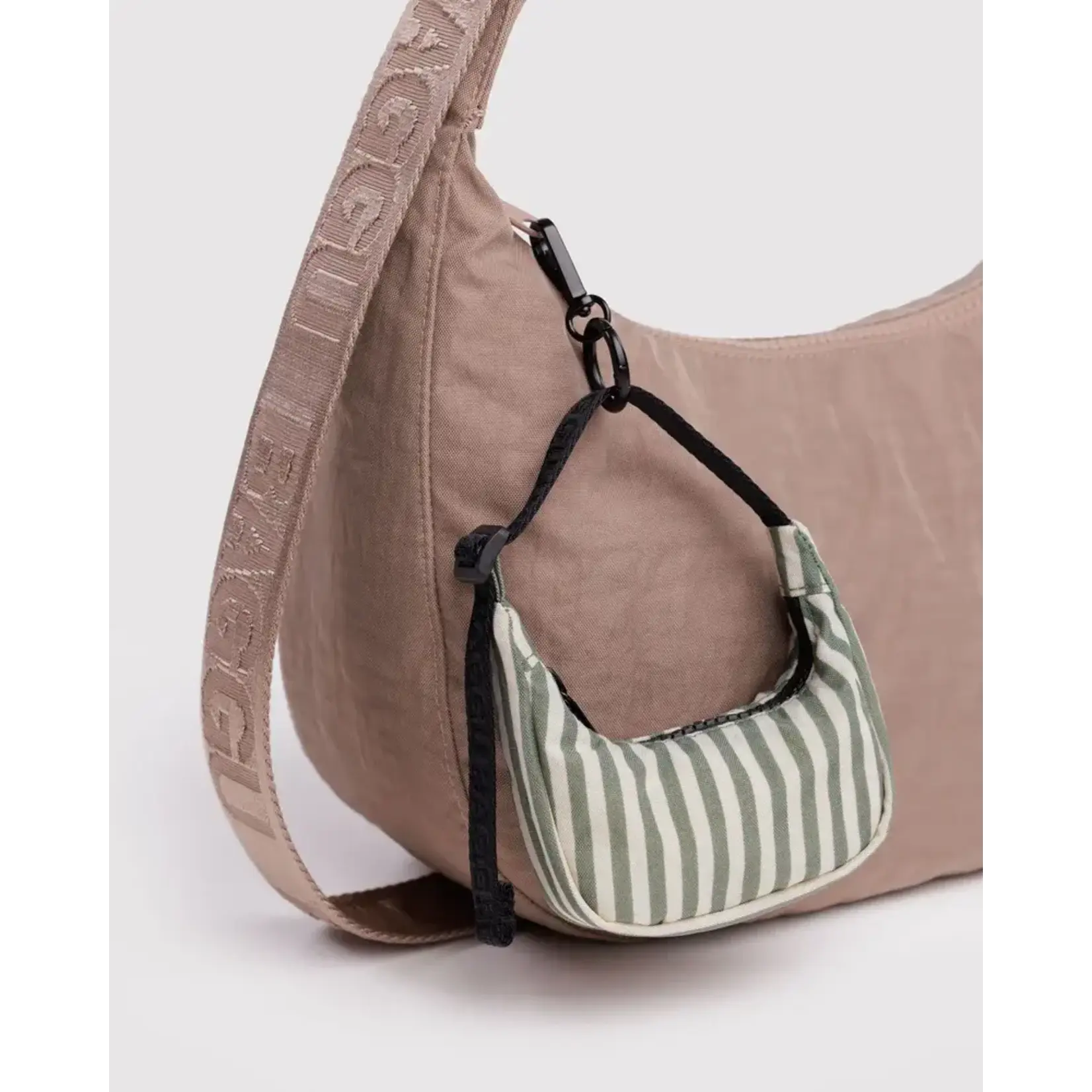 Baggu Crescent Bag Charm - Sage Stripe