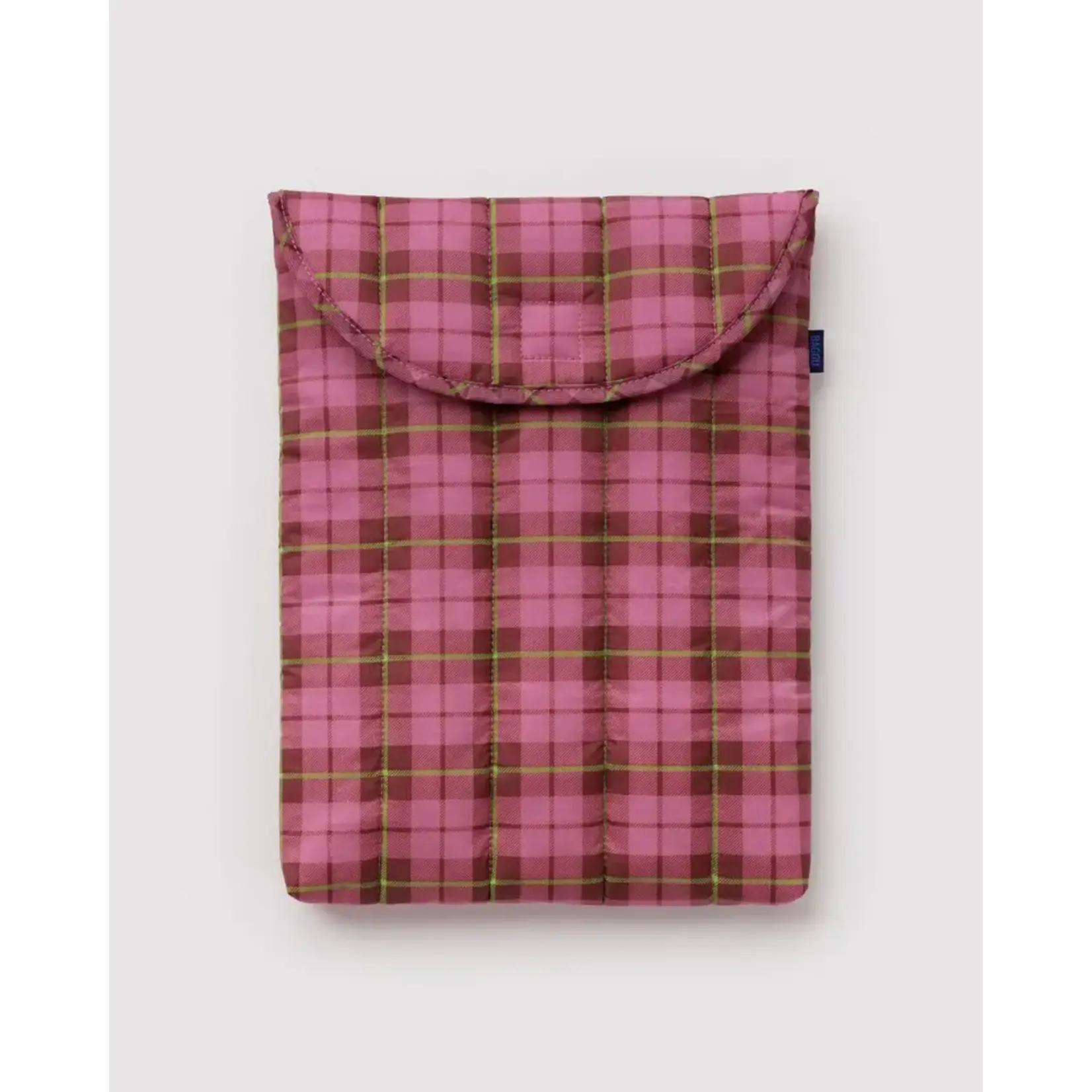 Baggu Puffy Laptop Sleeve 13"/14" - Azalea Pink Tartan