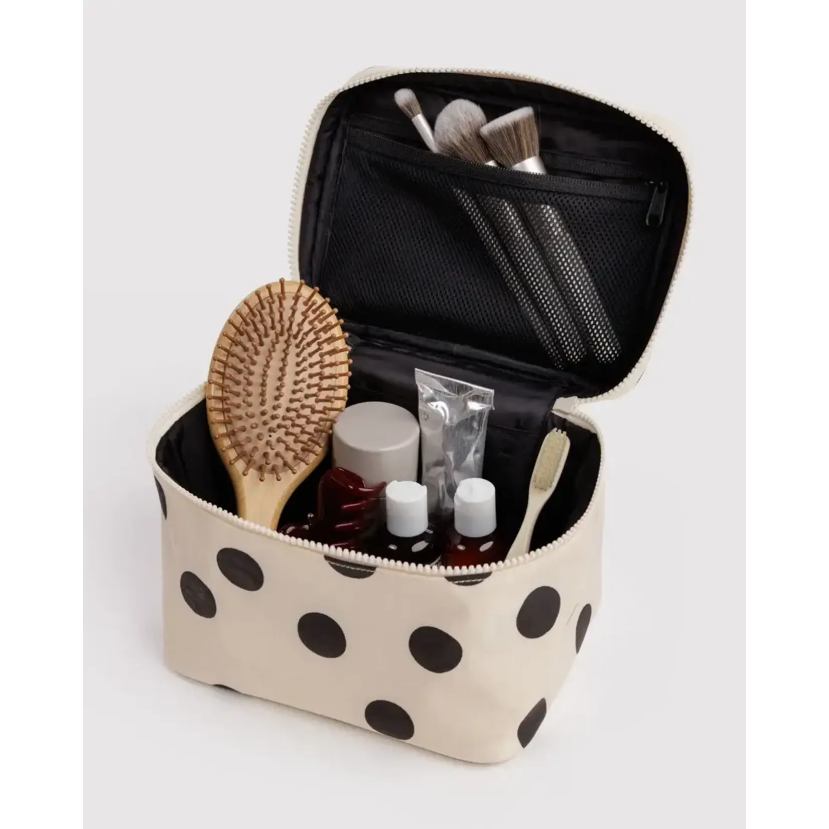 Baggu Large Cosmetic Case - Cream & Black Polka Dot