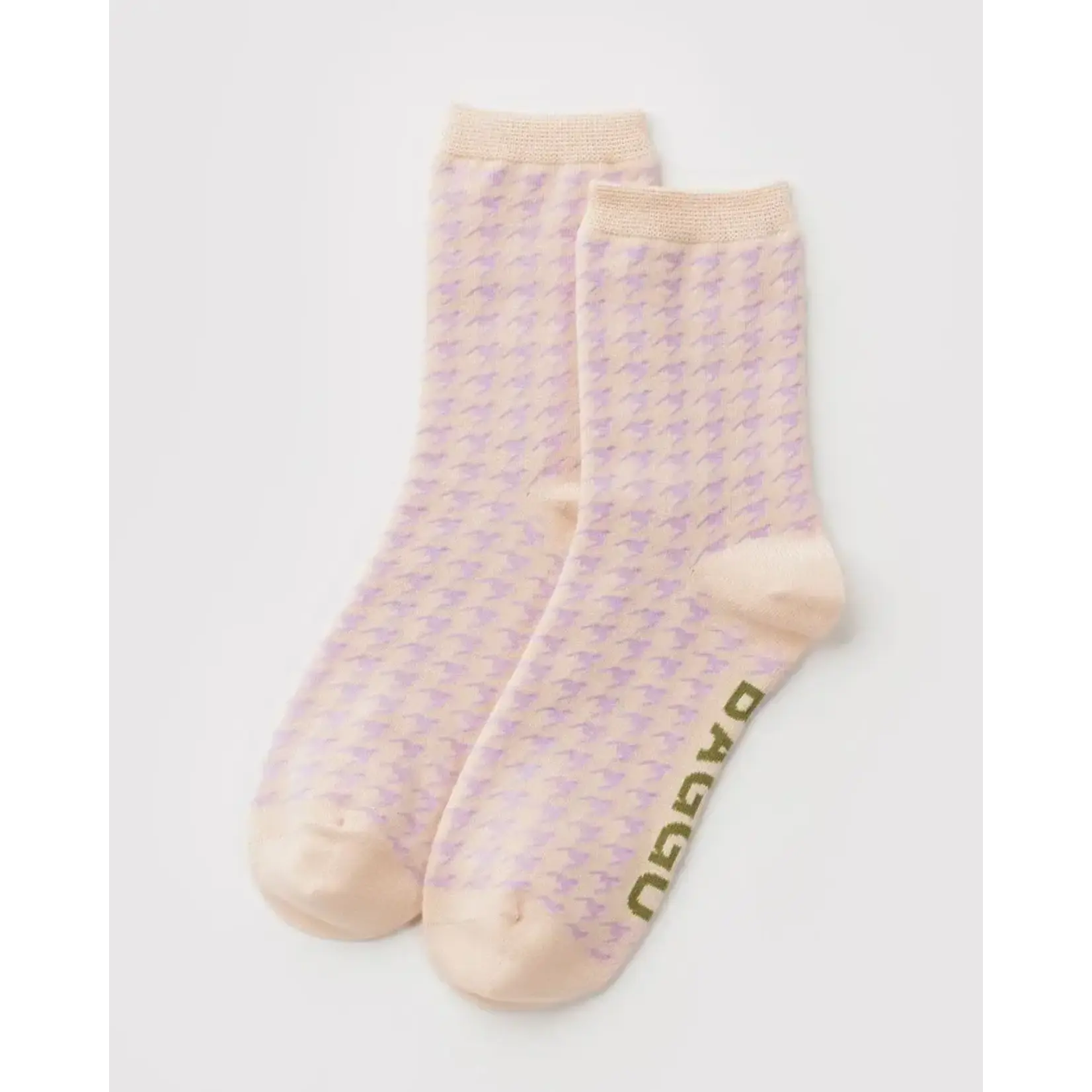Baggu Crew Sock - Pink Houndstooth