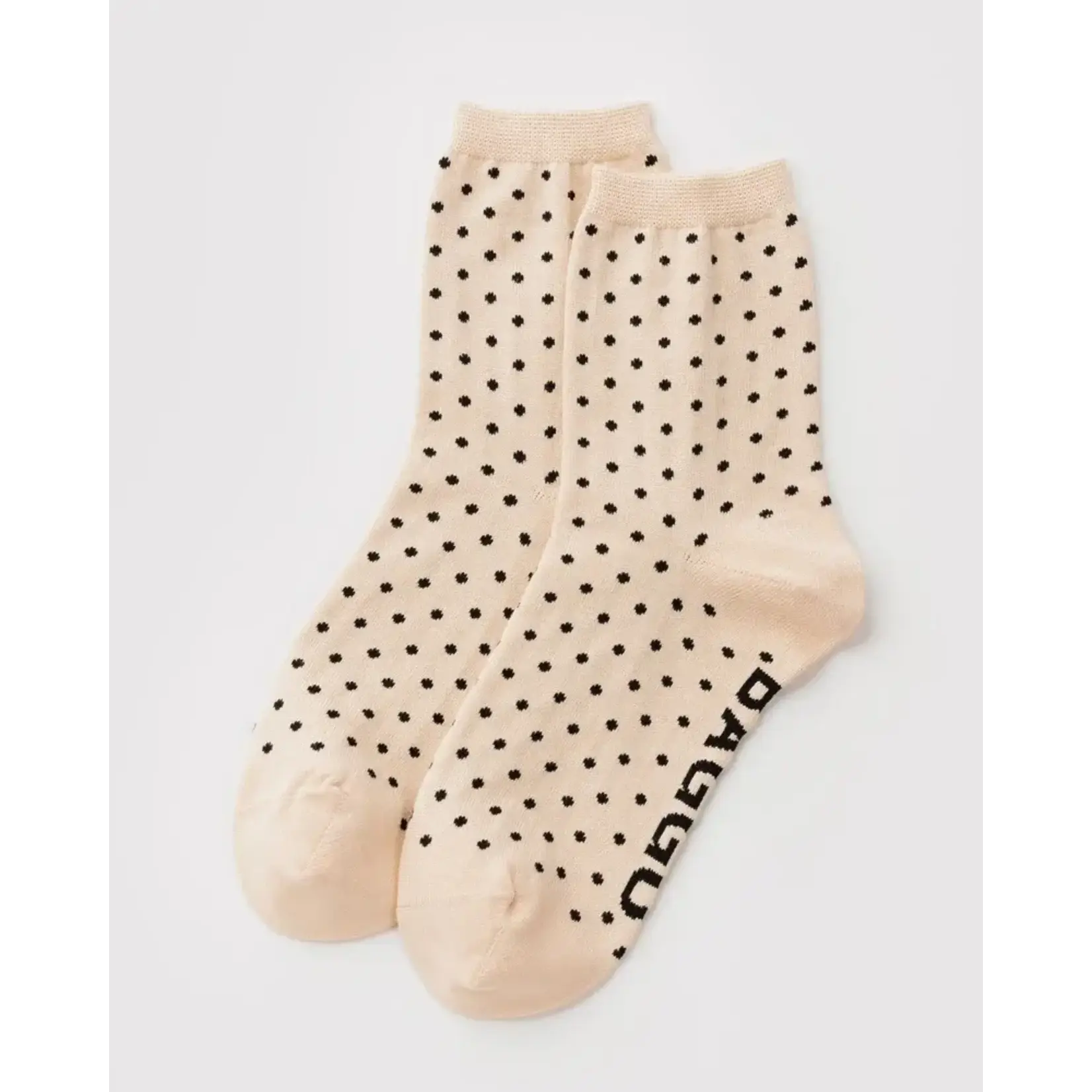 Baggu Crew Sock - Micro Cream & Black Polka Dot