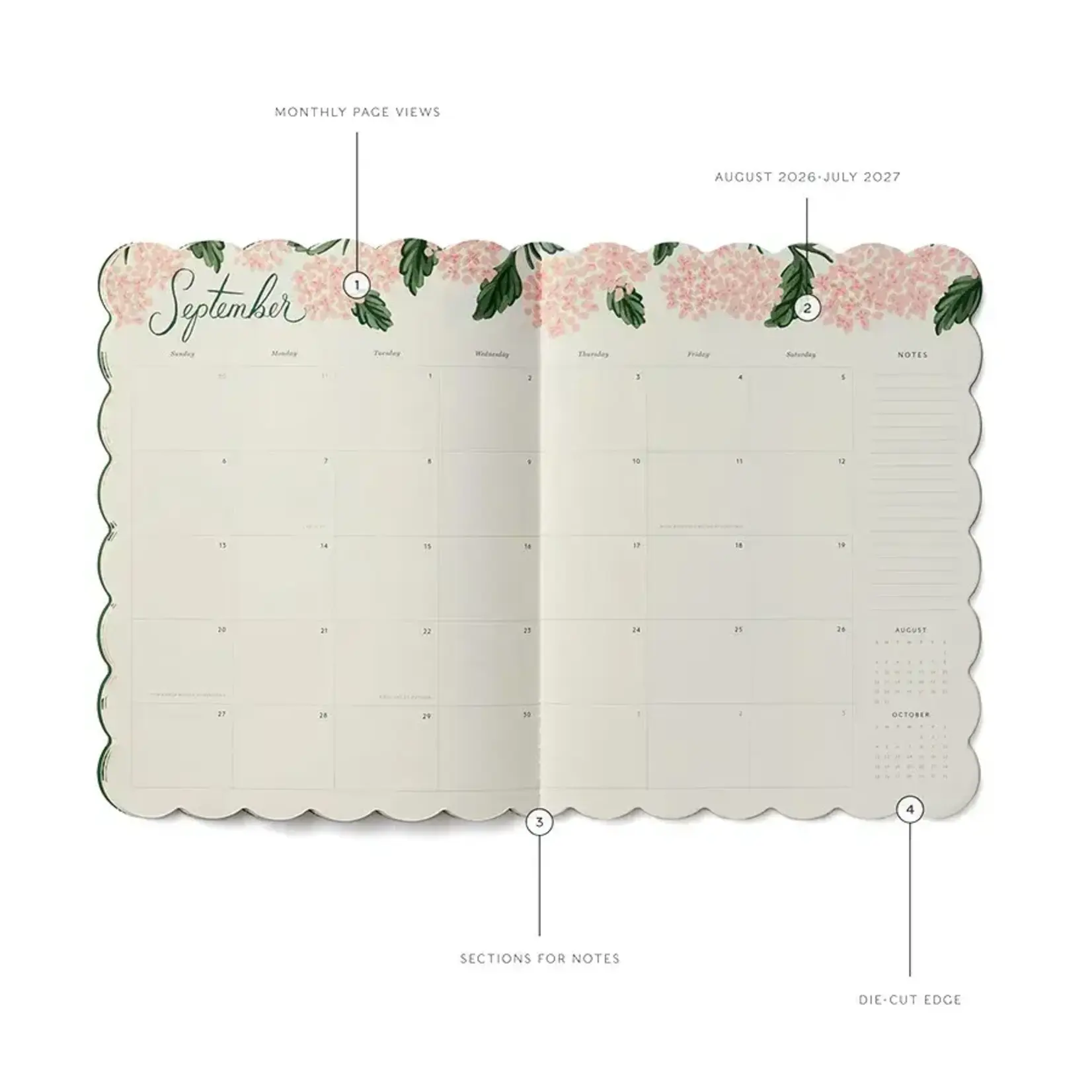 Rifle Paper Co. 2027 Pink Hydrangea 12-Month Academic Appointment Planner