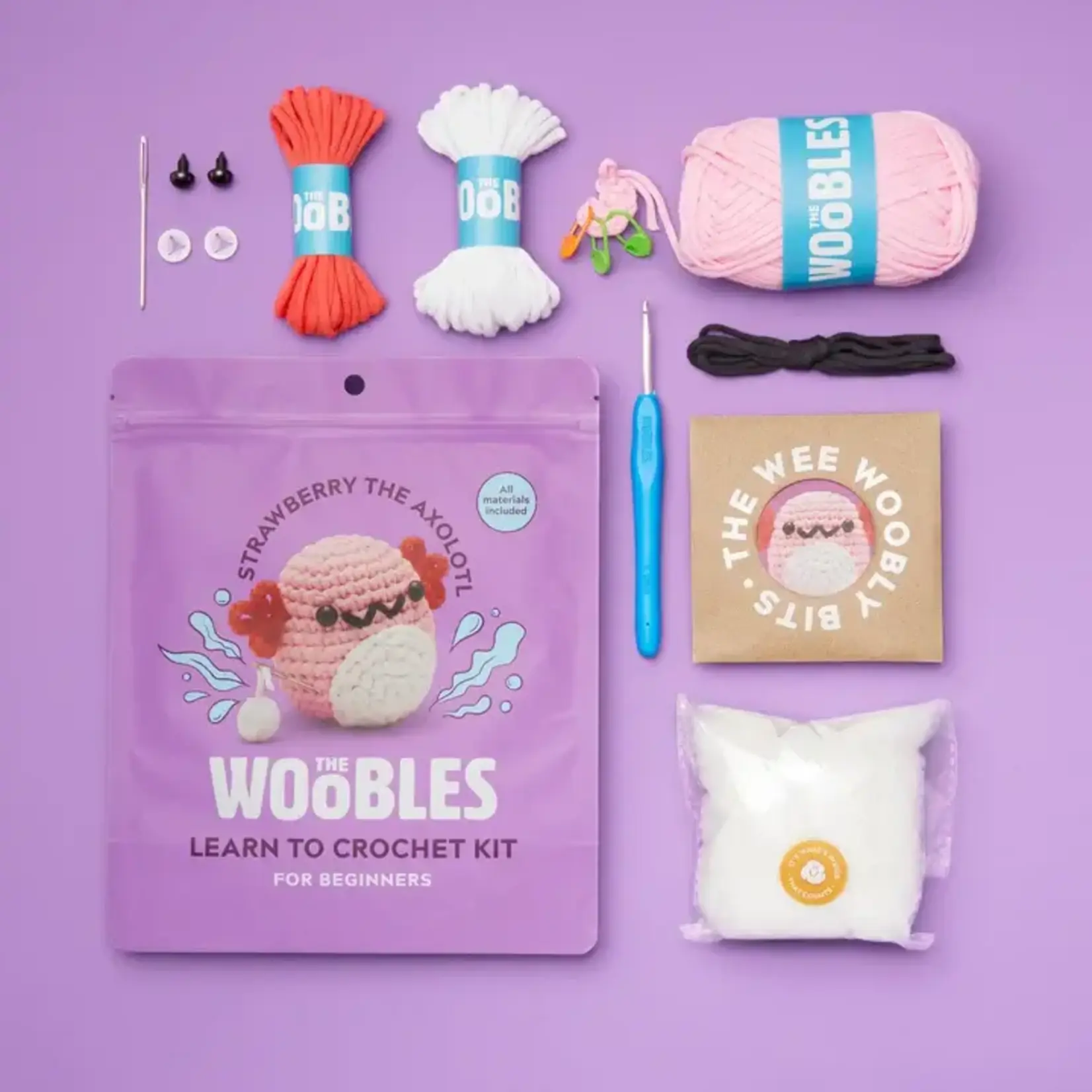 The Woobles Strawberry the Axolotl Crochet Kit