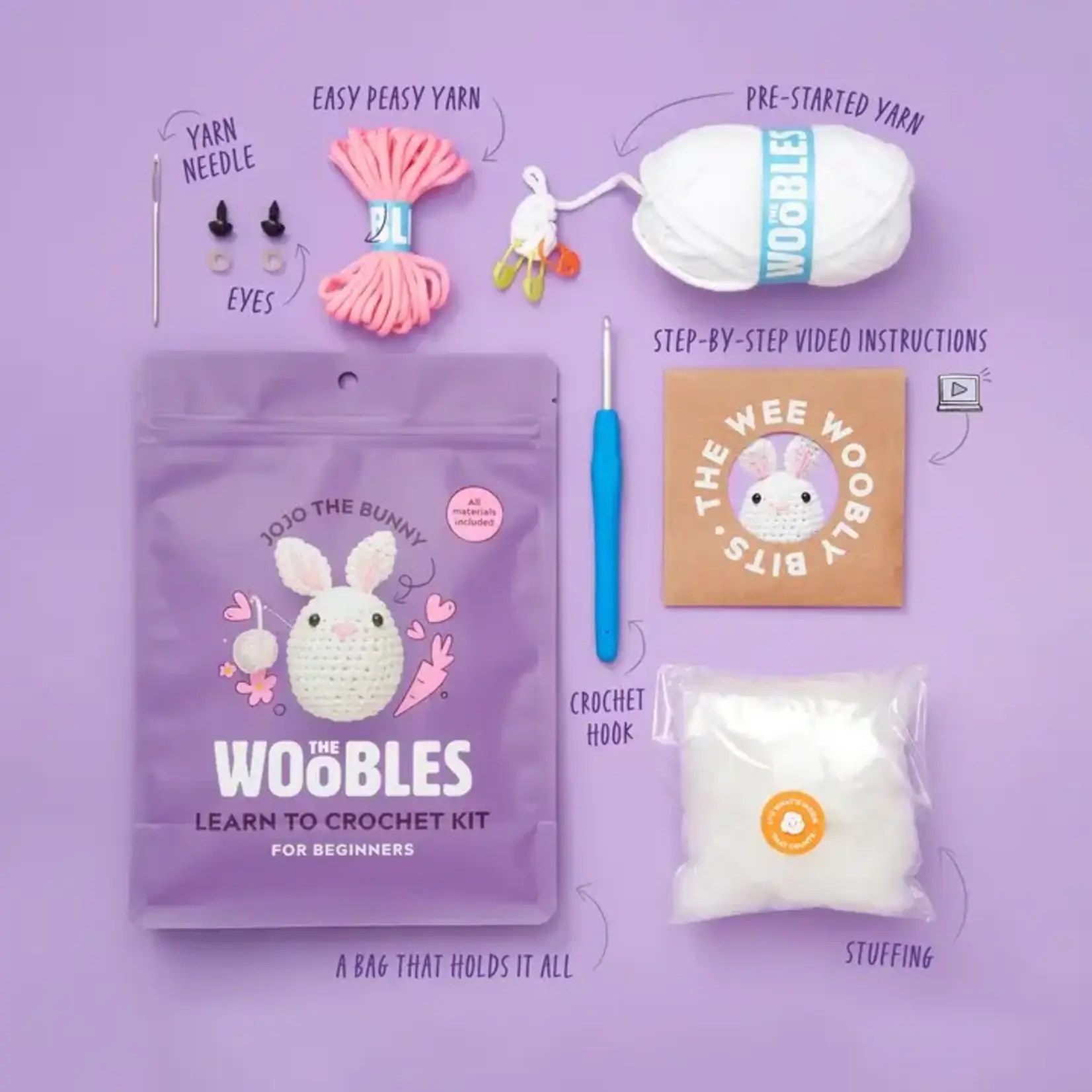 The Woobles Jojo the Bunny Crochet Kit