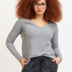 Dex LS V-NECK WAFFLE TOP