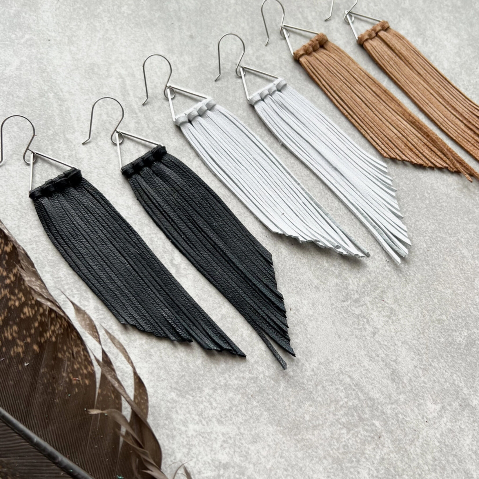 fringed in faith Corvallis triangle earrings