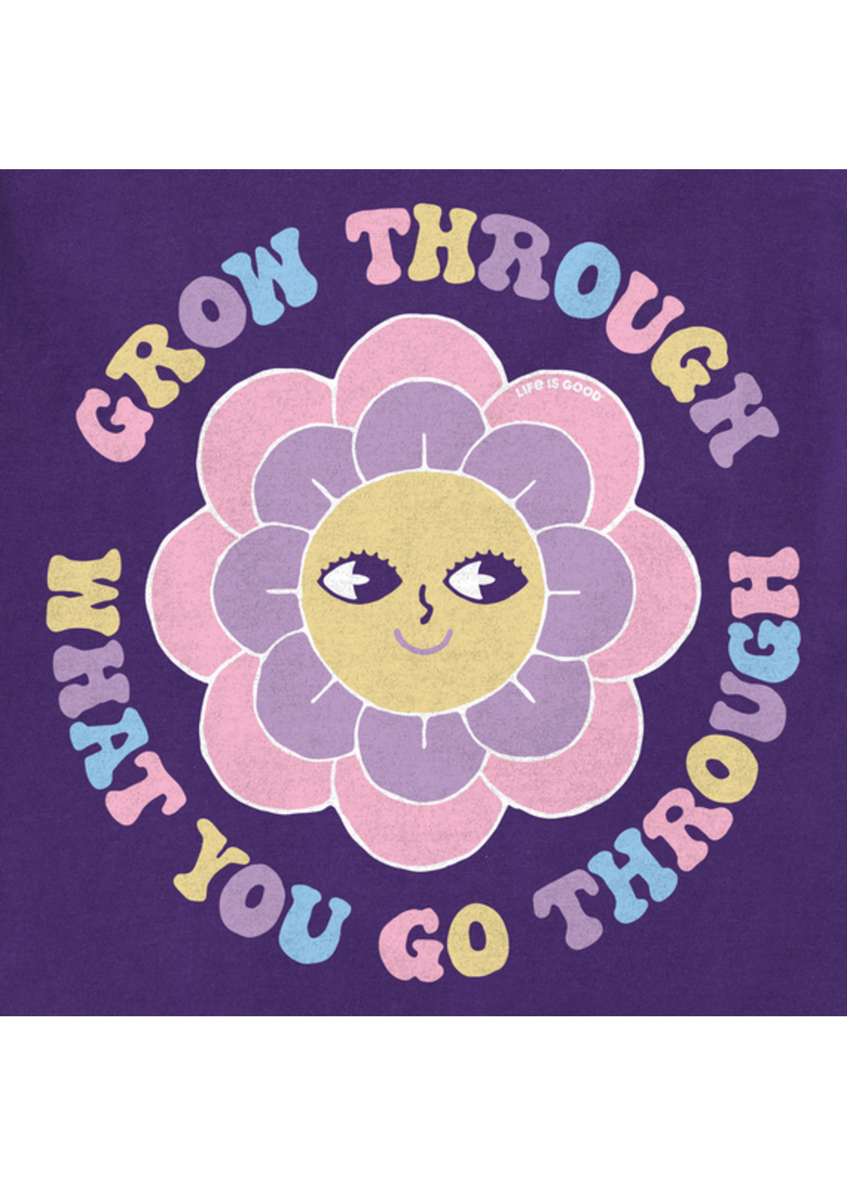 Life Is Good W's Grow Through Smiley Blossom Short Sleeve Tee