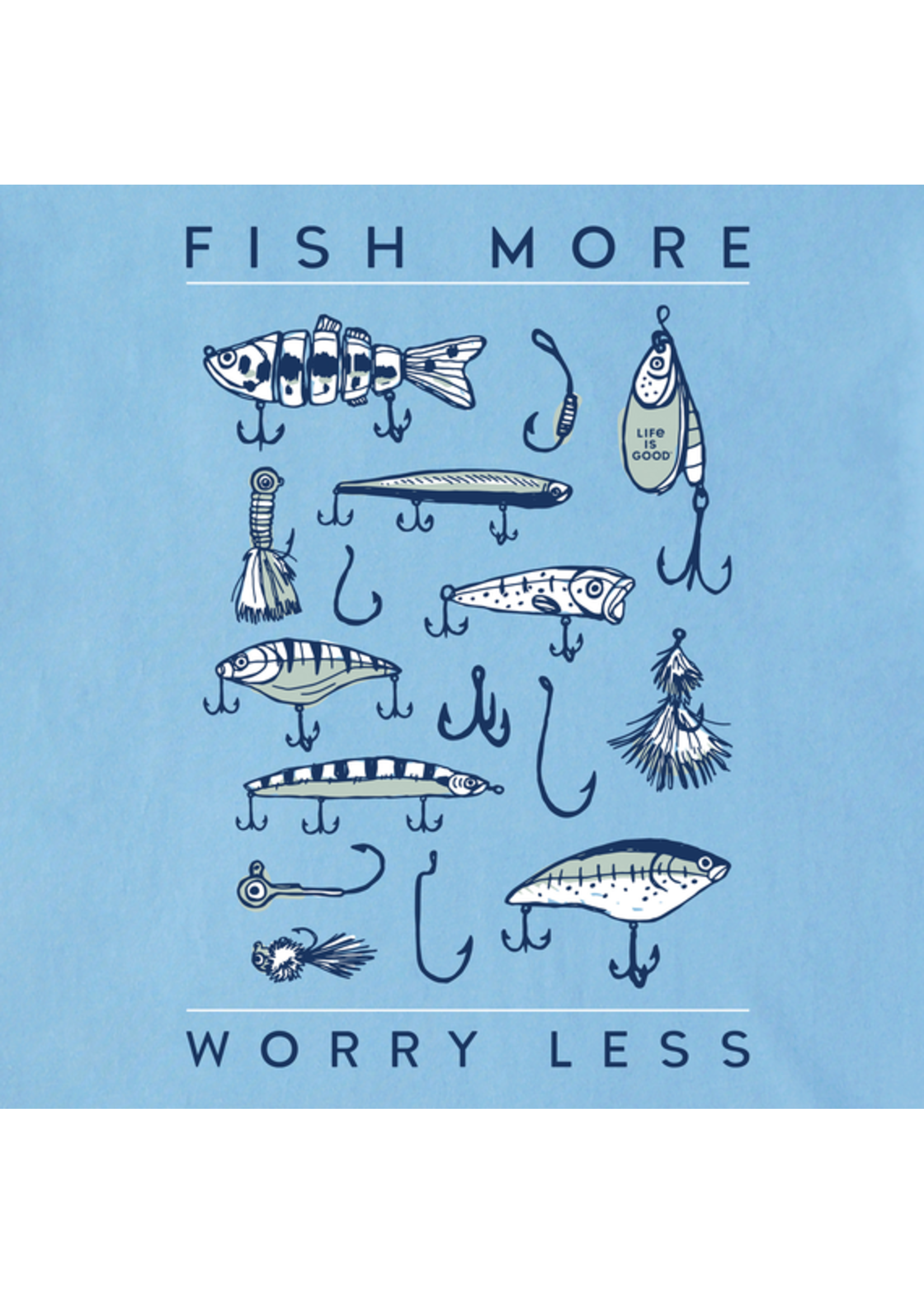 Life Is Good Life Is Good M's Fish More Worry Less Hooks and Tackle Short Sleeve Tee
