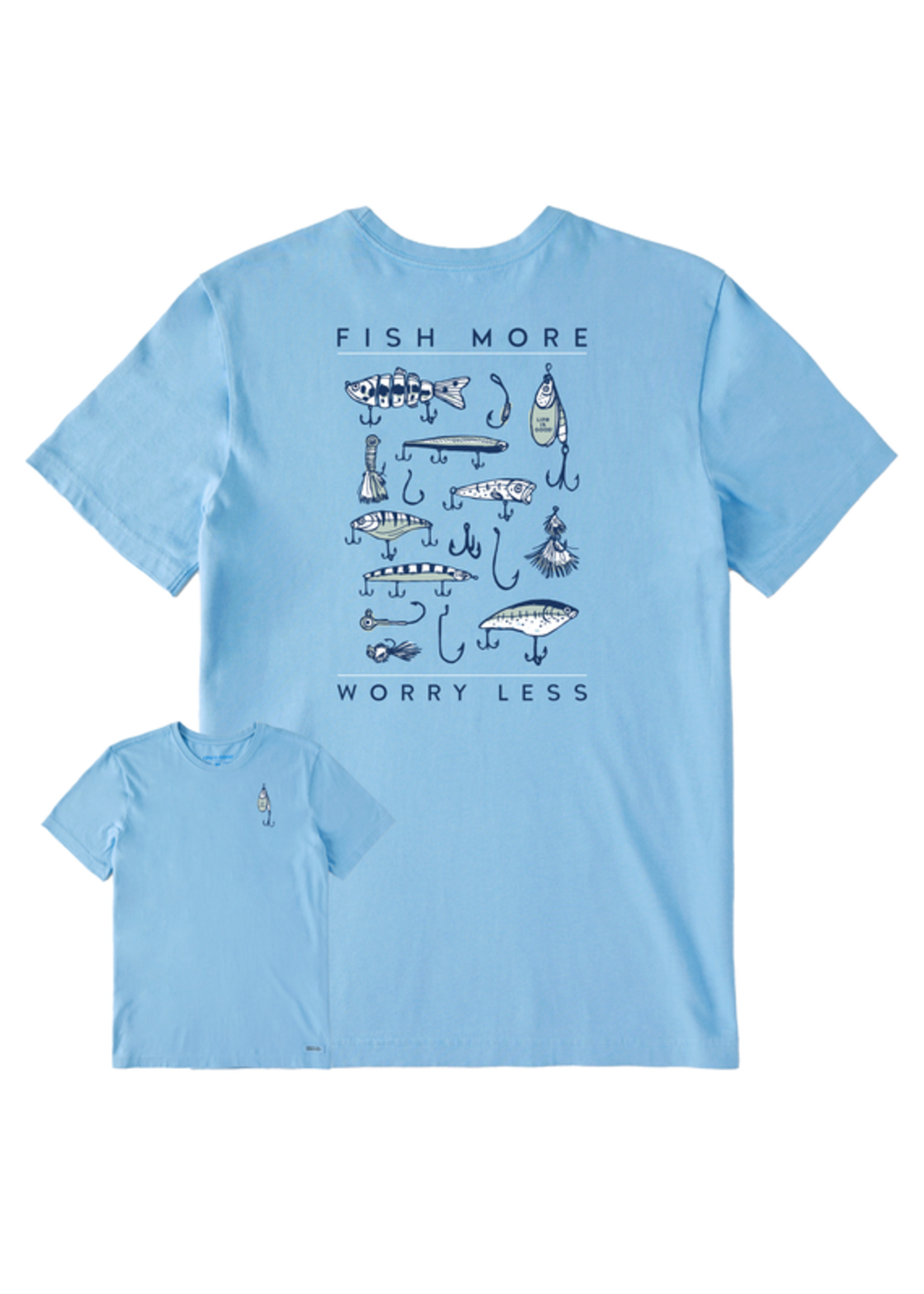 Life Is Good Life Is Good M's Fish More Worry Less Hooks and Tackle Short Sleeve Tee
