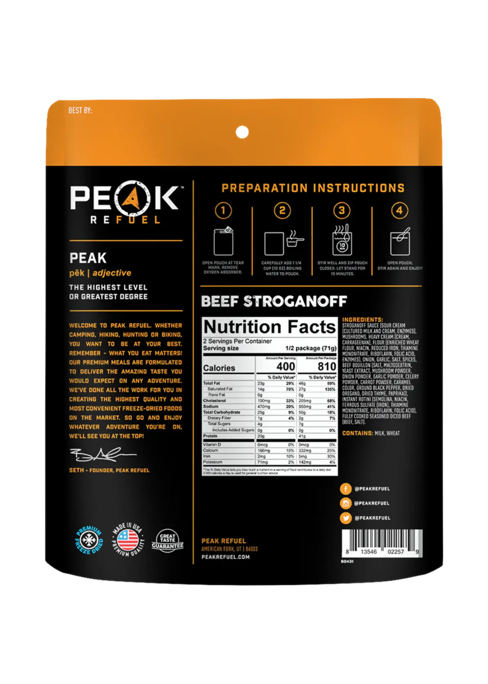 Peak Refuel Peak Refuel Beef Stroganoff