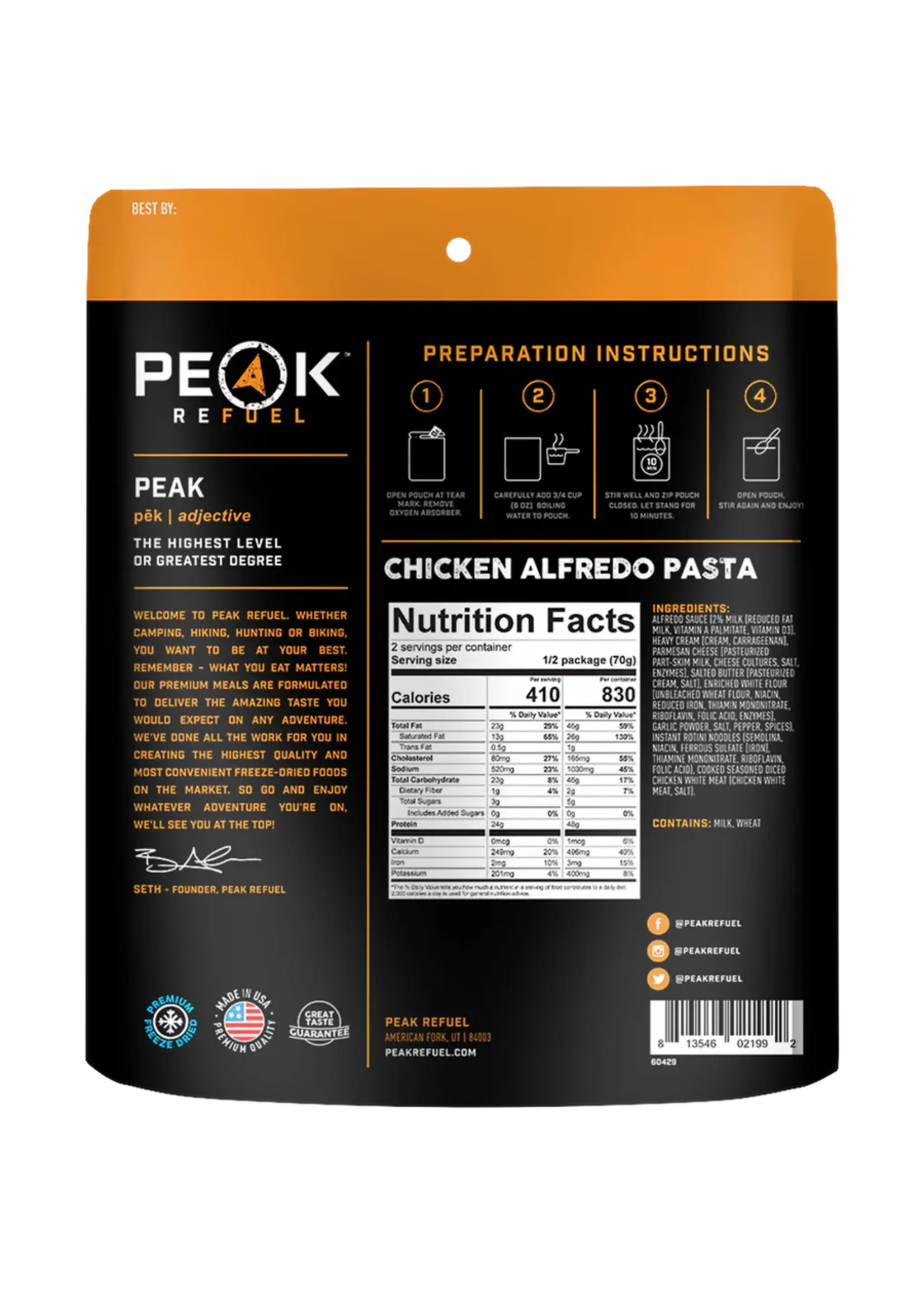 Peak Refuel Peak Refuel Chicken Alfredo