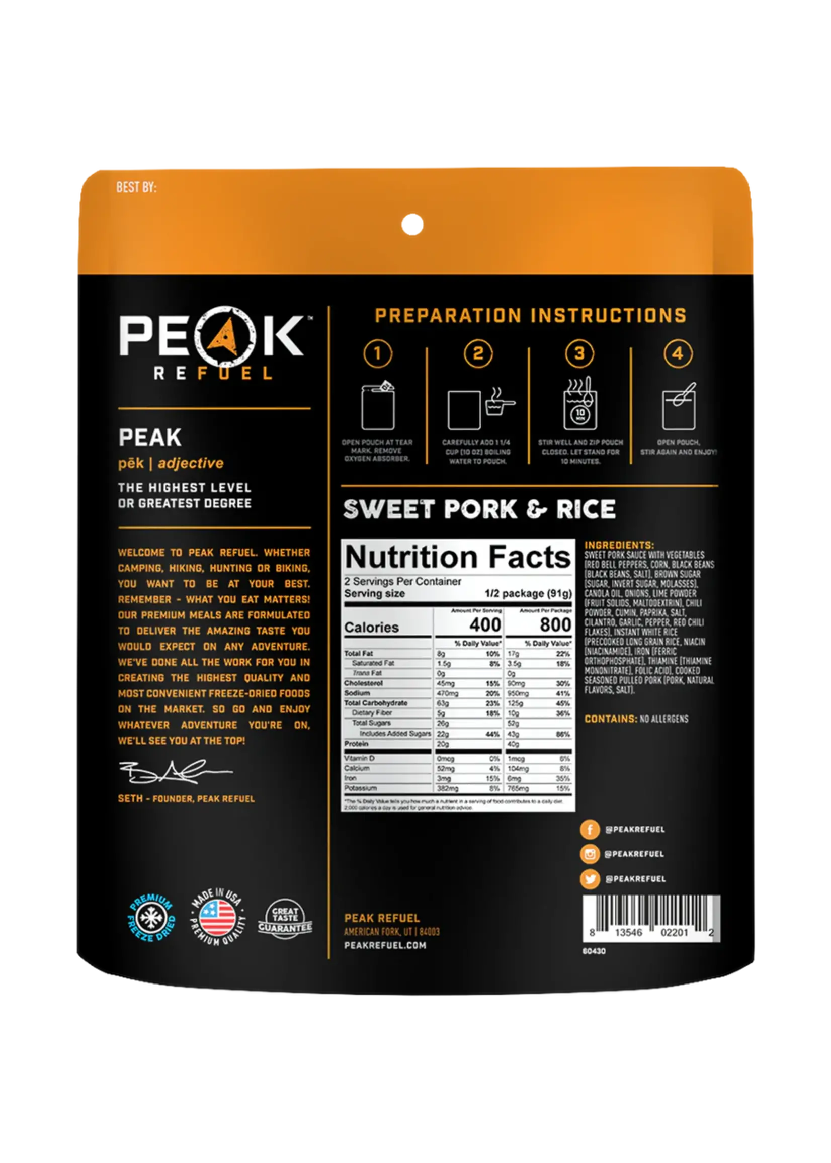 Peak Refuel Peak Refuel Sweet Pork Rice