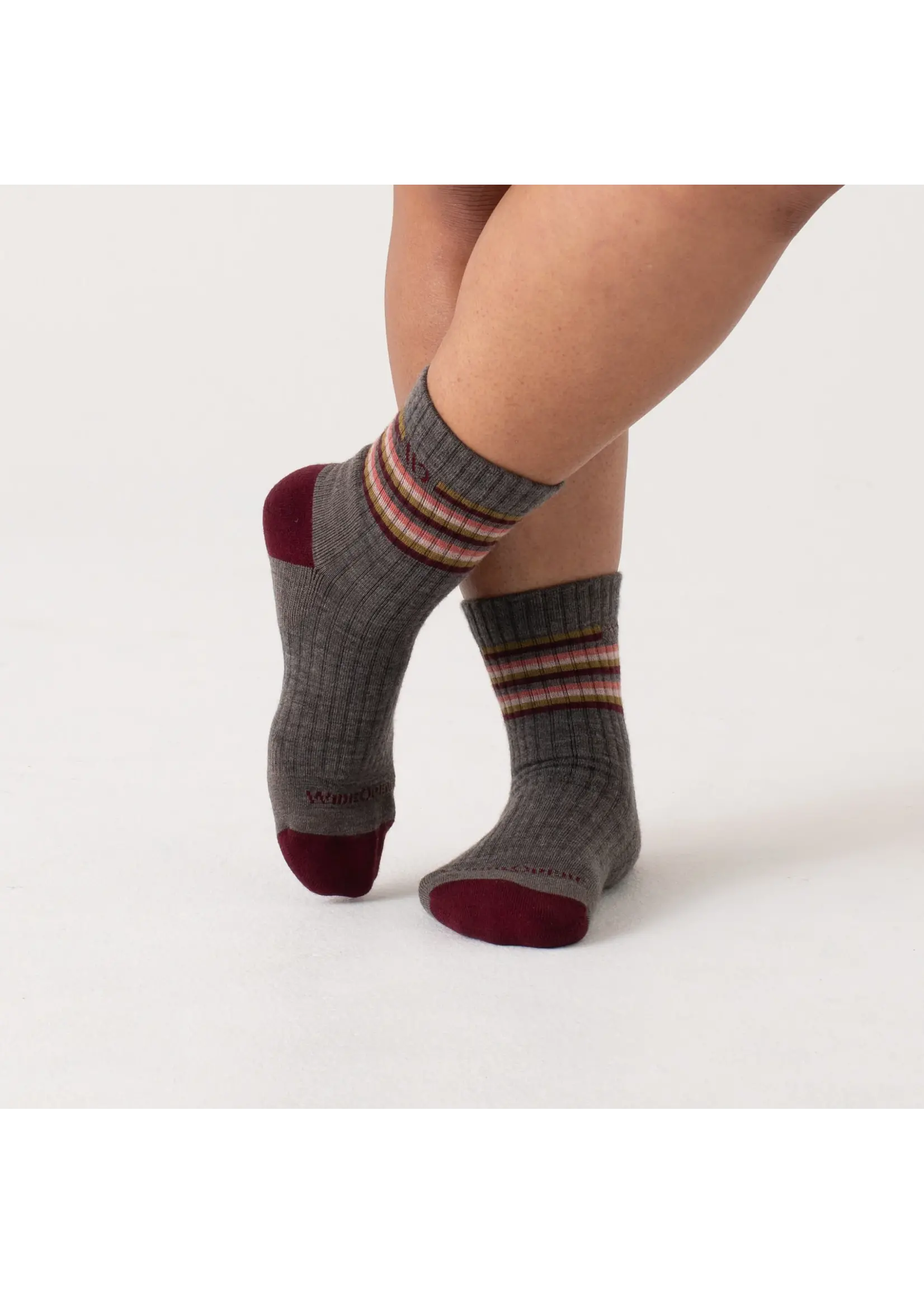 Wide Open W's Multi Stripe Cushioned Micro Crew Socks