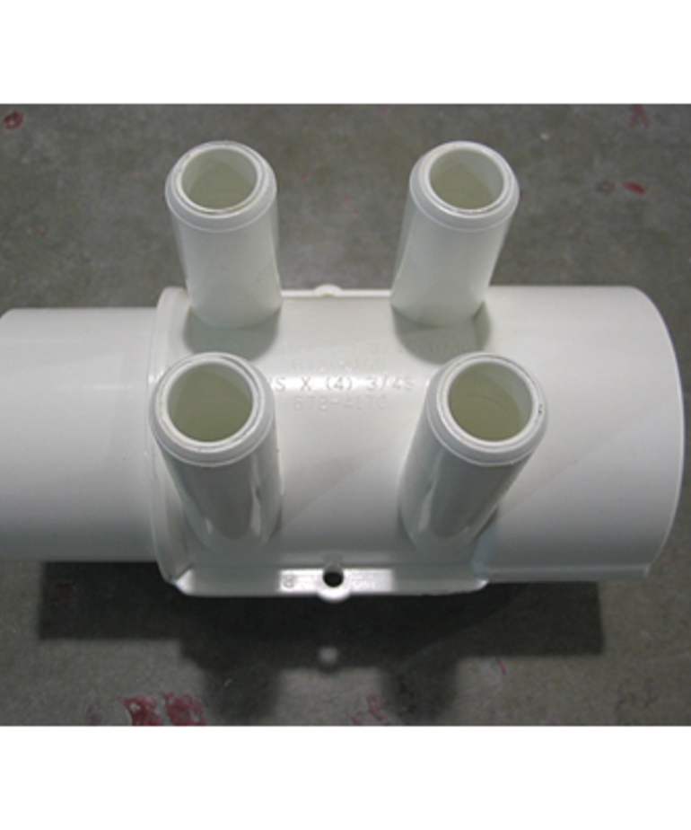 Manifold 4 Port 2"spg x 2"soc x 3/4"barb