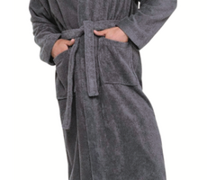 Robe Adult Plush Velour GREY S/M