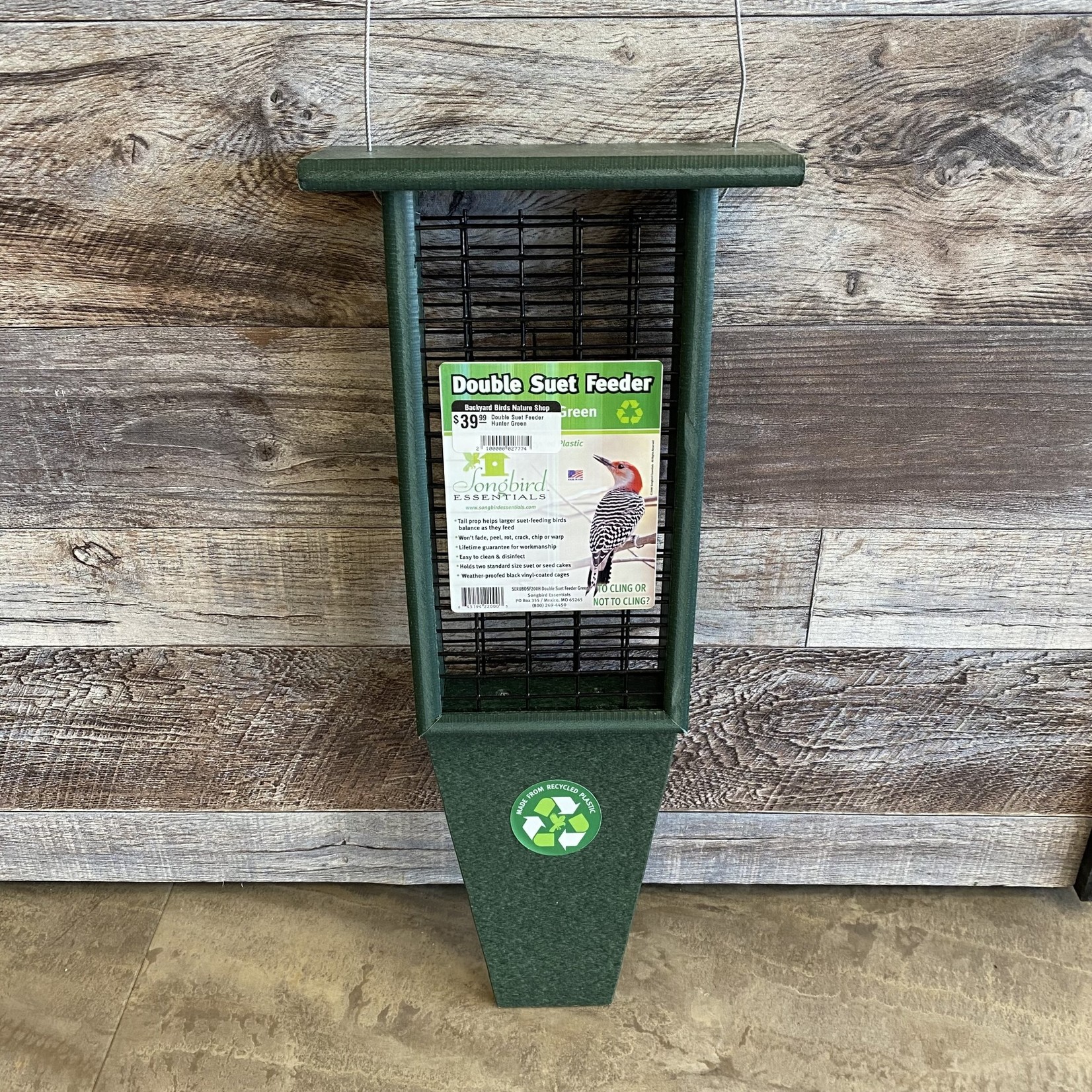 API Double Suet Feeder Hunter Green w/Tail Prop