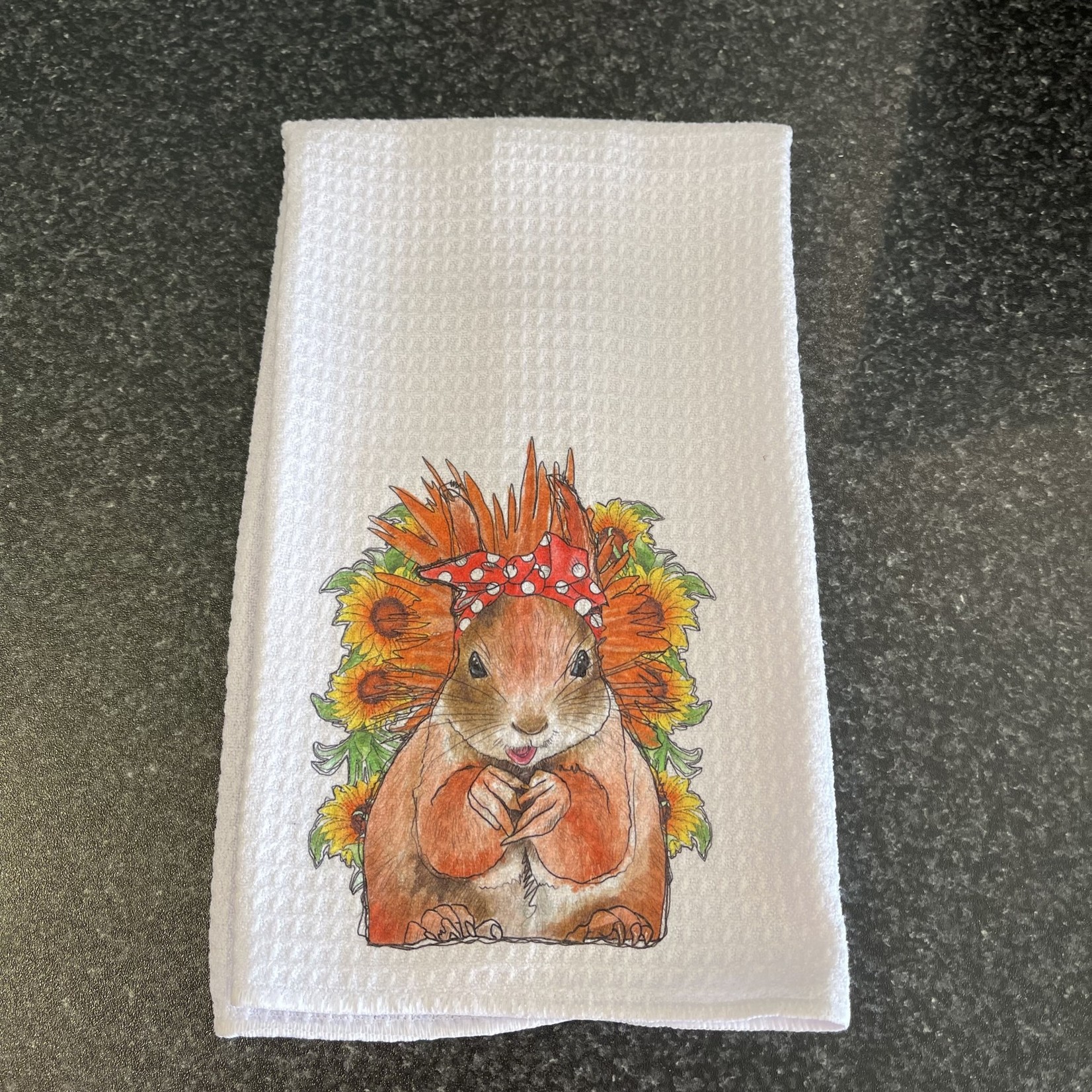 RedHead Expressions Tea Towel - Sunflower Bandana Squirrel