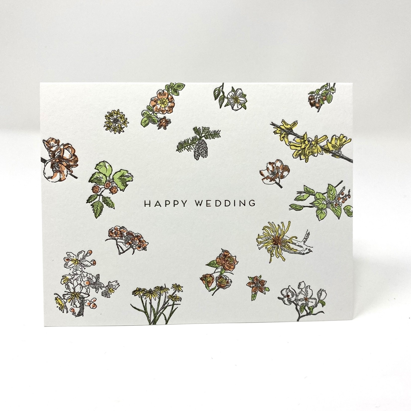 Porchlight Press Card - Happy Wedding Flowers