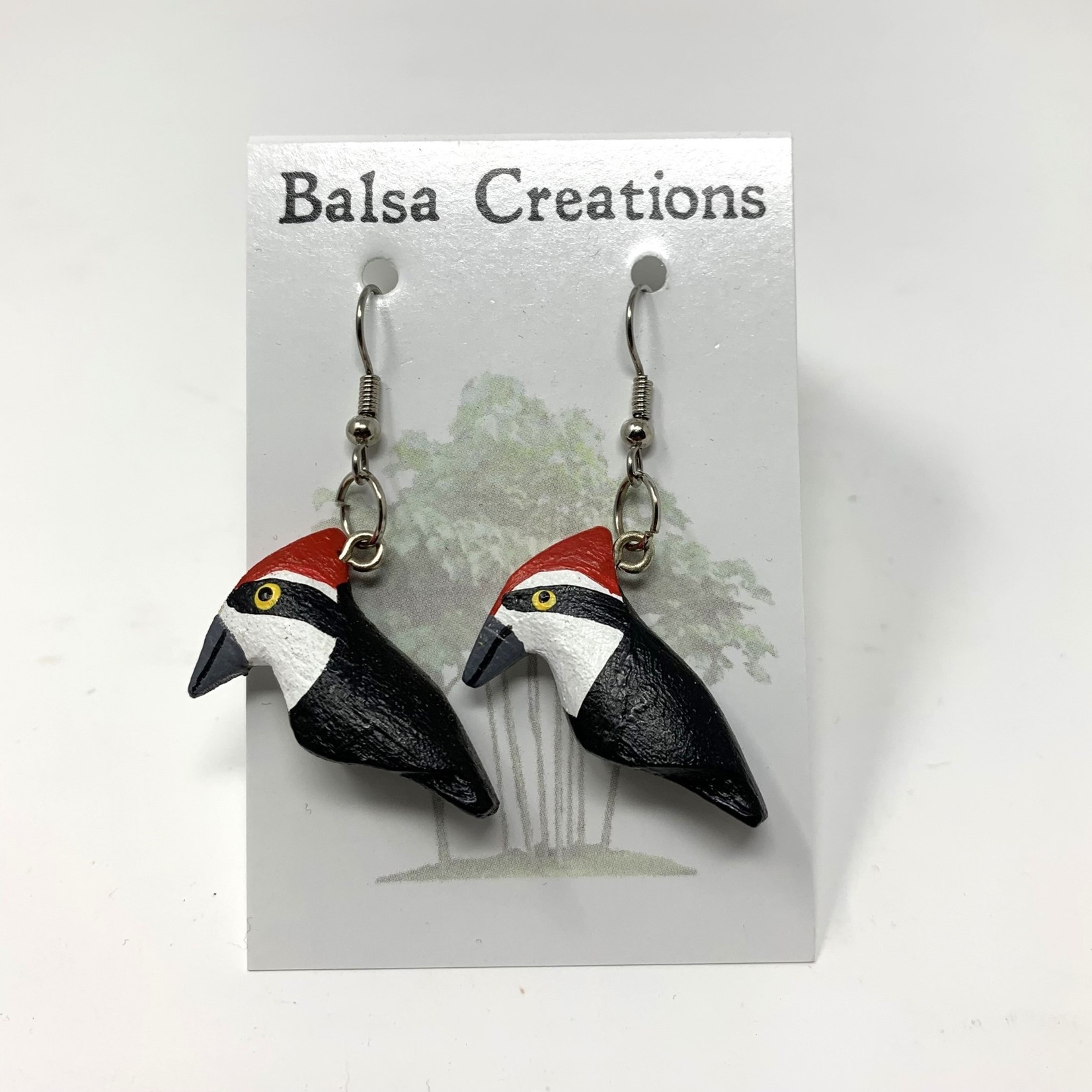 Balsa Earrings - Pileated Woodpecker