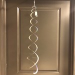 Hanging Wind Spinner -  Silver Mylar Double Ripple