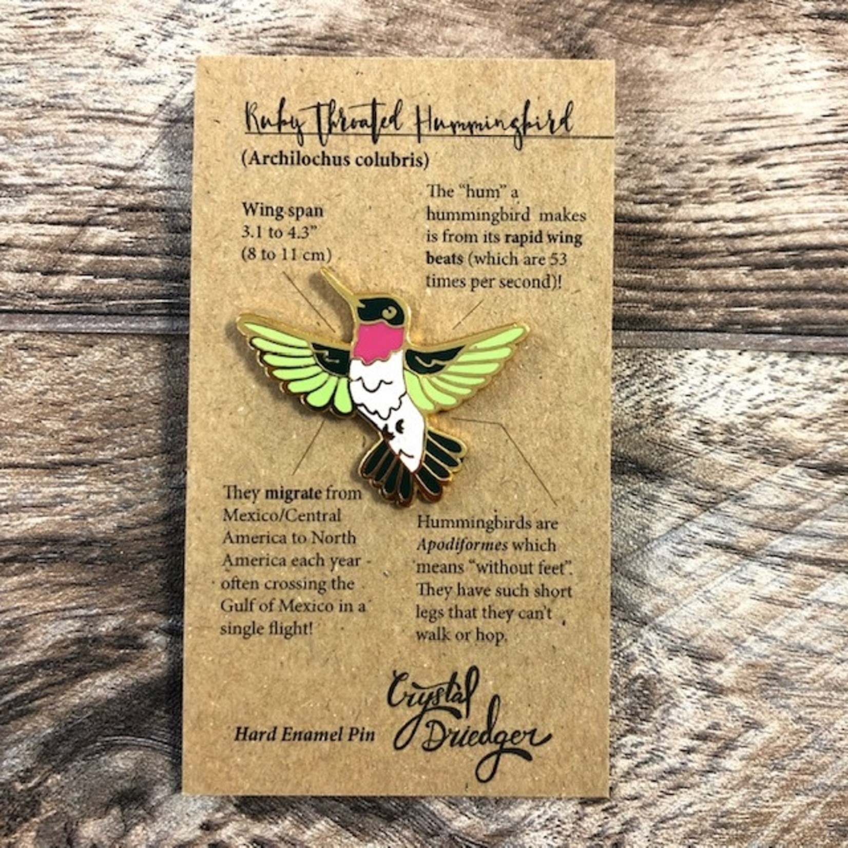 Crystal Driedger Pin - Ruby Throated Hummingbird