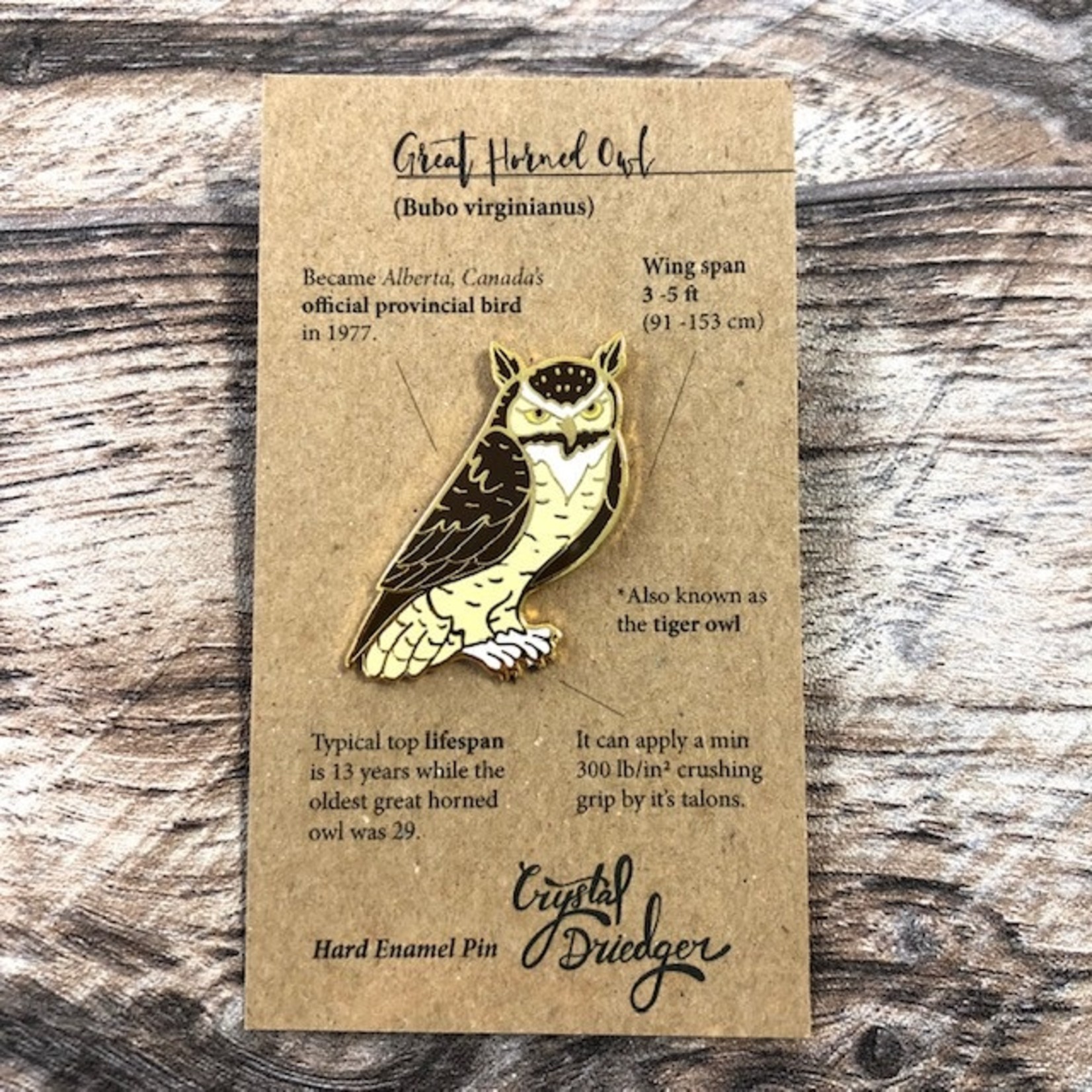 Crystal Driedger Pin - Great Horned Owl