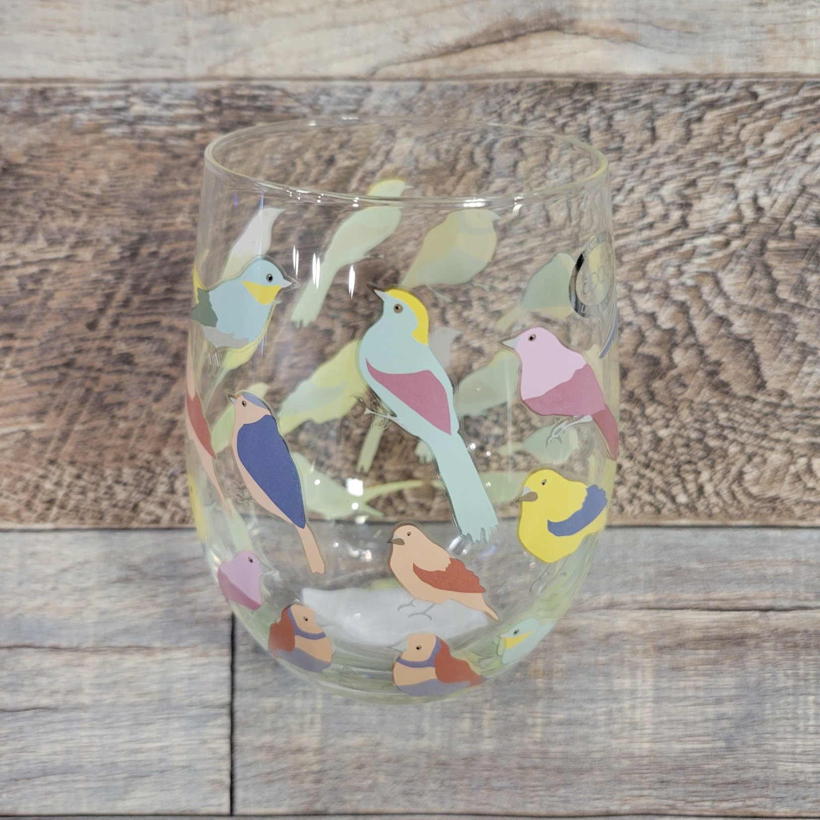 Wine Glass - Pastel Birds