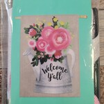 Large Garden Flag - Welcome Y'all Watering Can