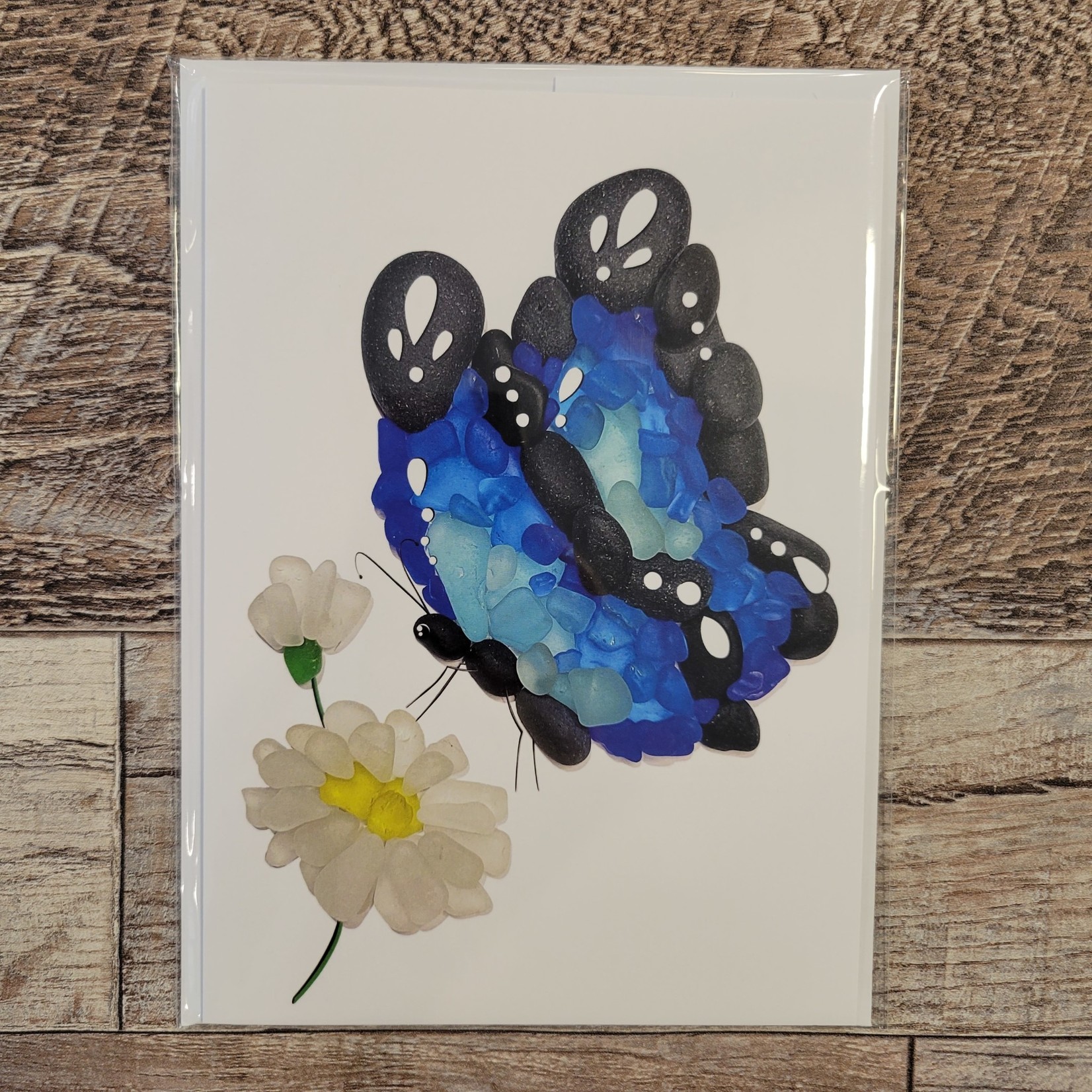 Brin D'Ocean Sea Glass Card - Blue Butterfly