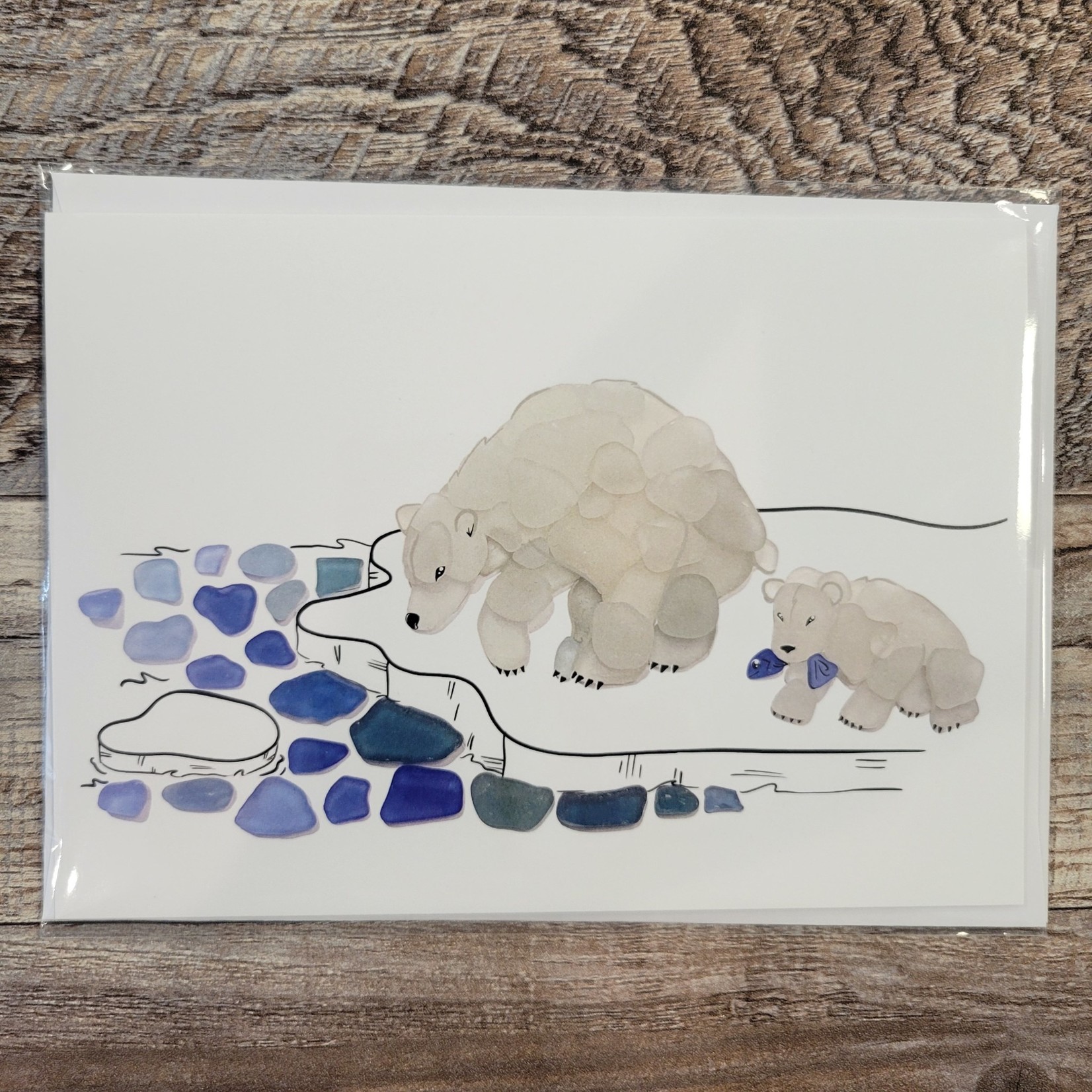 Brin D'Ocean Sea Glass Card - Polar Bear