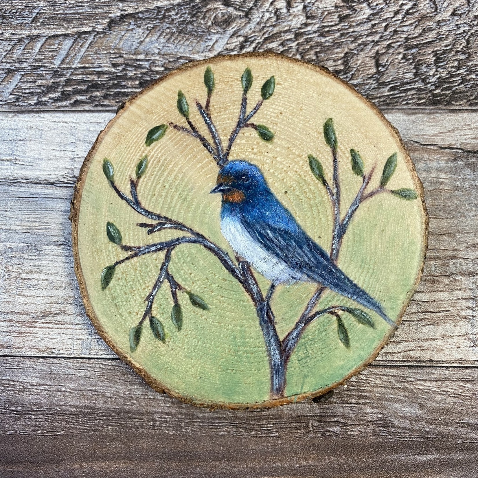 Wood Cookie Painting - Barn Swallow