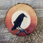 Wood Cookie Painting -  Crow/Raven