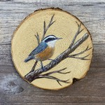 Wood Cookie Painting - Red-breasted Nuthatch