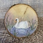 Wood Cookie Painting - Swan