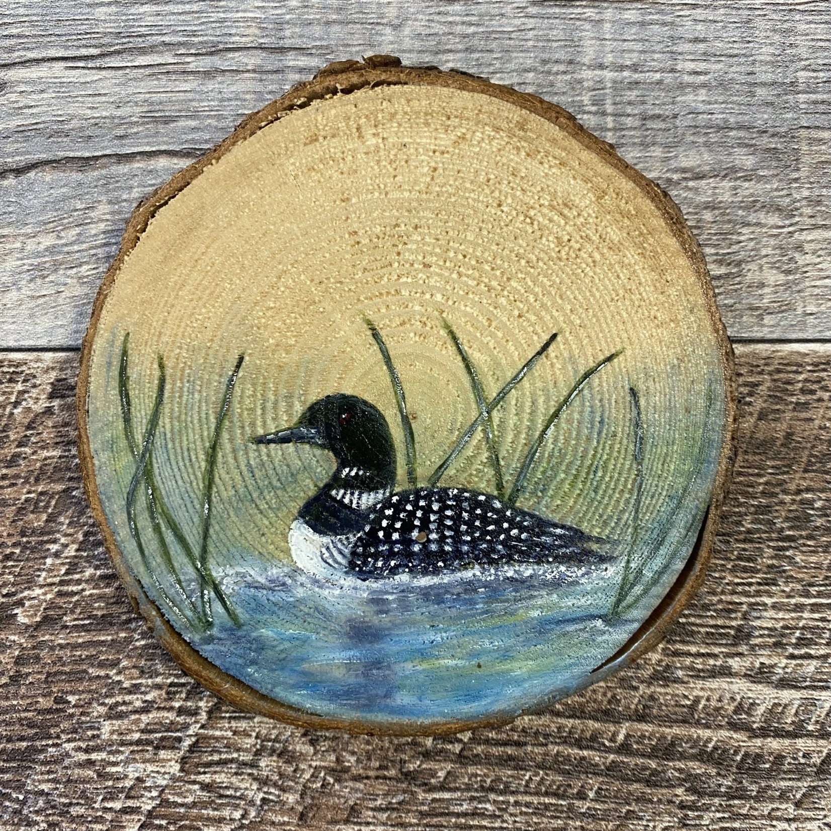 Wood Cookie Painting - Common Loon