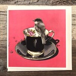Birds on a Cup Greeting Card - Phoebe Black Rose