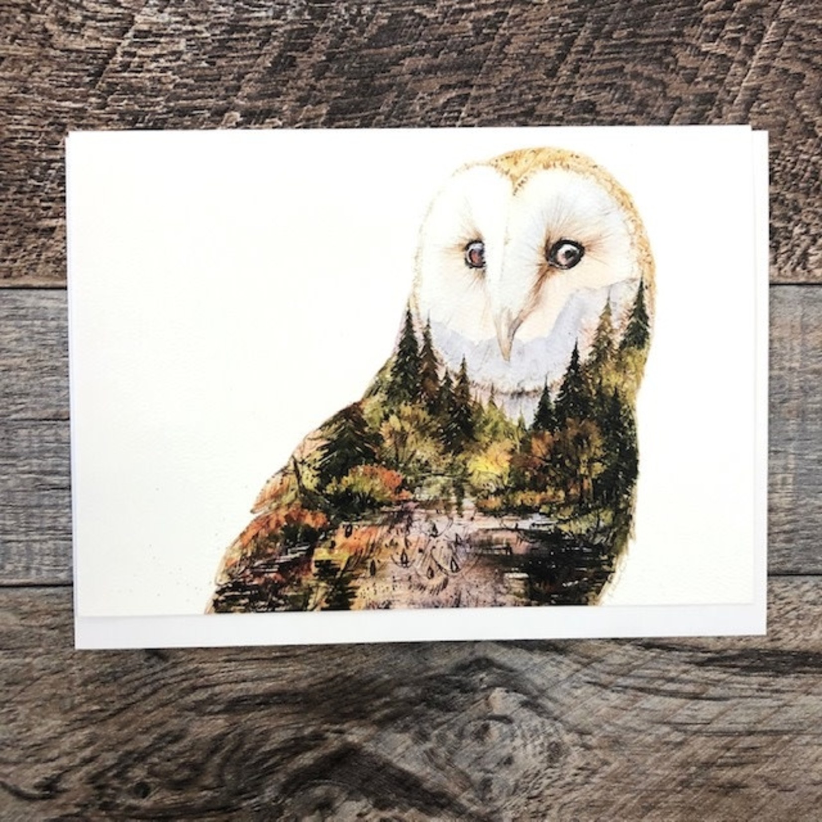 Elena's Watercolour Card - Soul Light Barn Owl Fall Forest