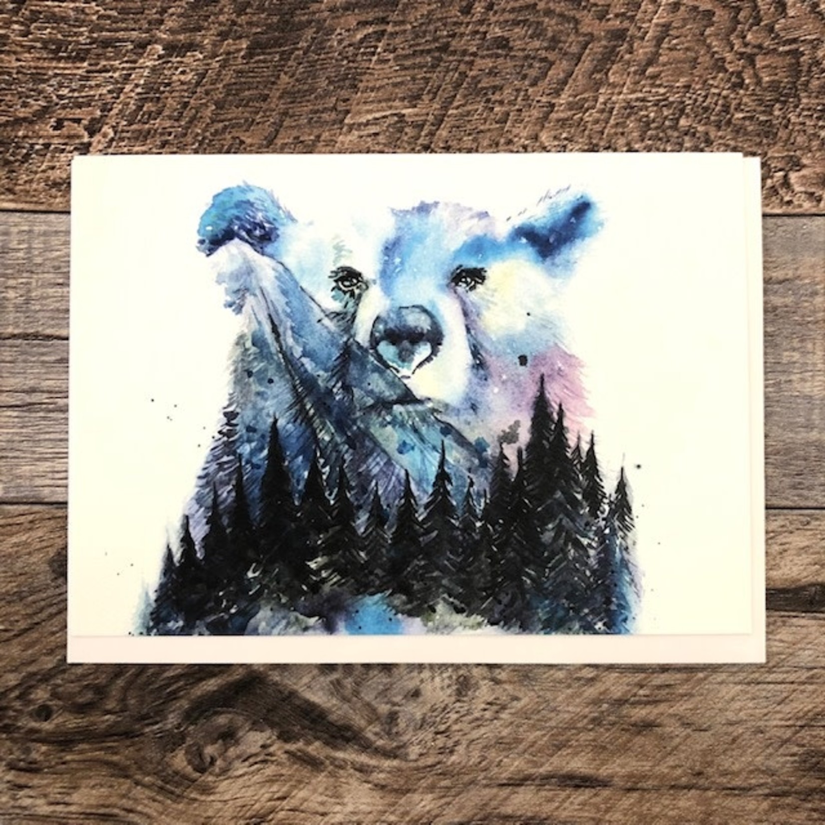 Elena's Watercolour Card - Aurora Bear Night Sky