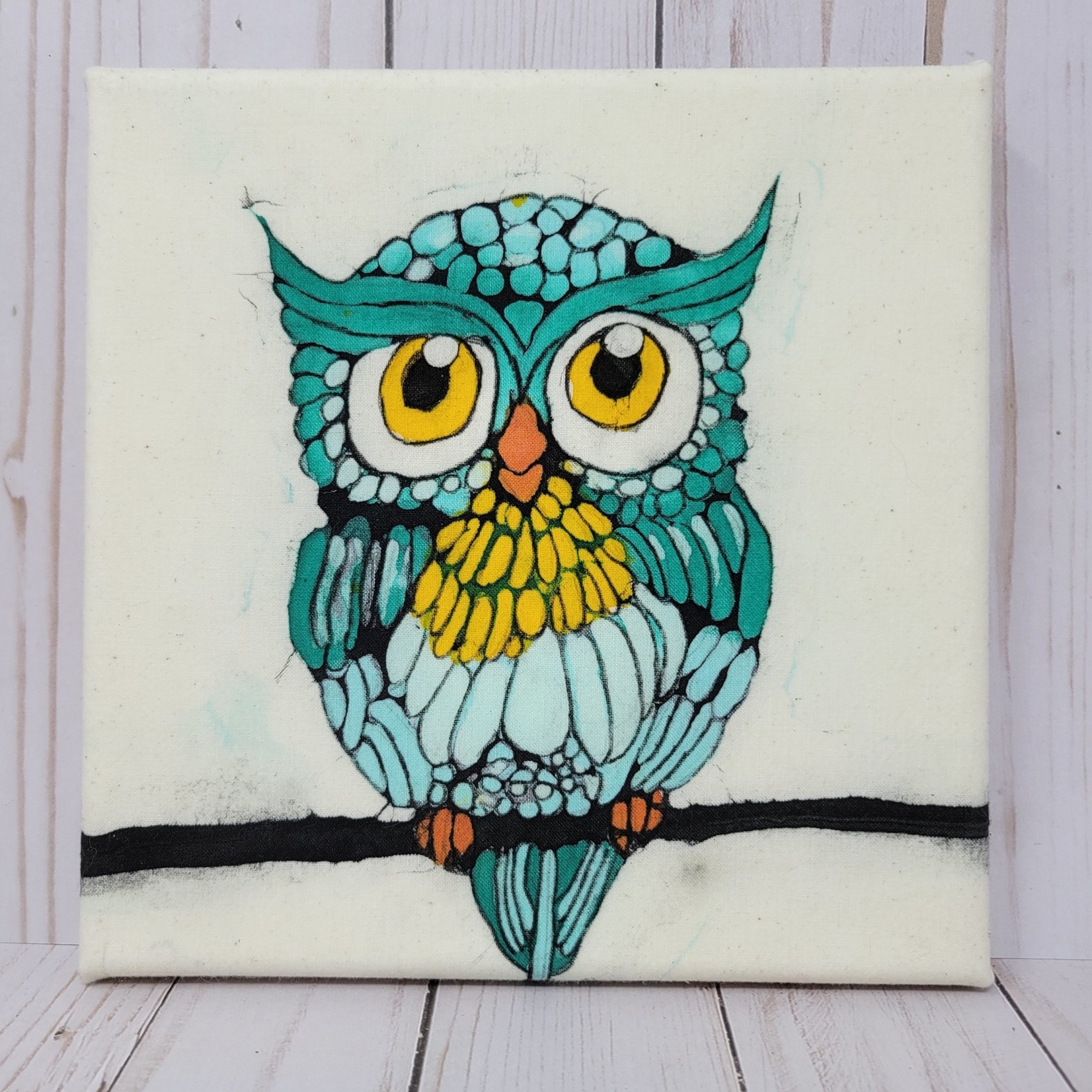 Turquoise Owl Batik - 8x8