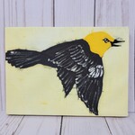 Flying Yellow-Headed Blackbird Batik - 5x7