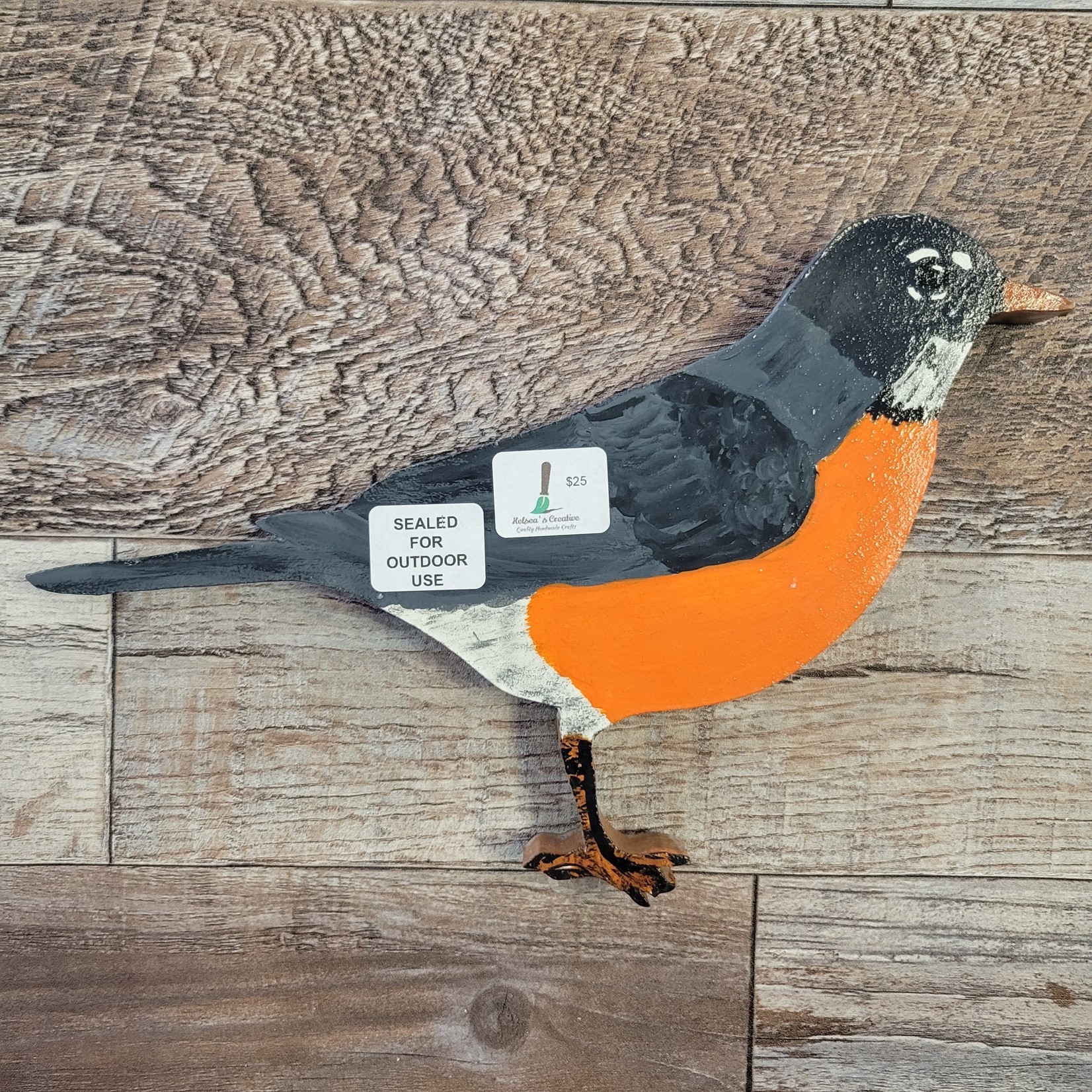 Kelsea's Wooden Fence Birds - Robin