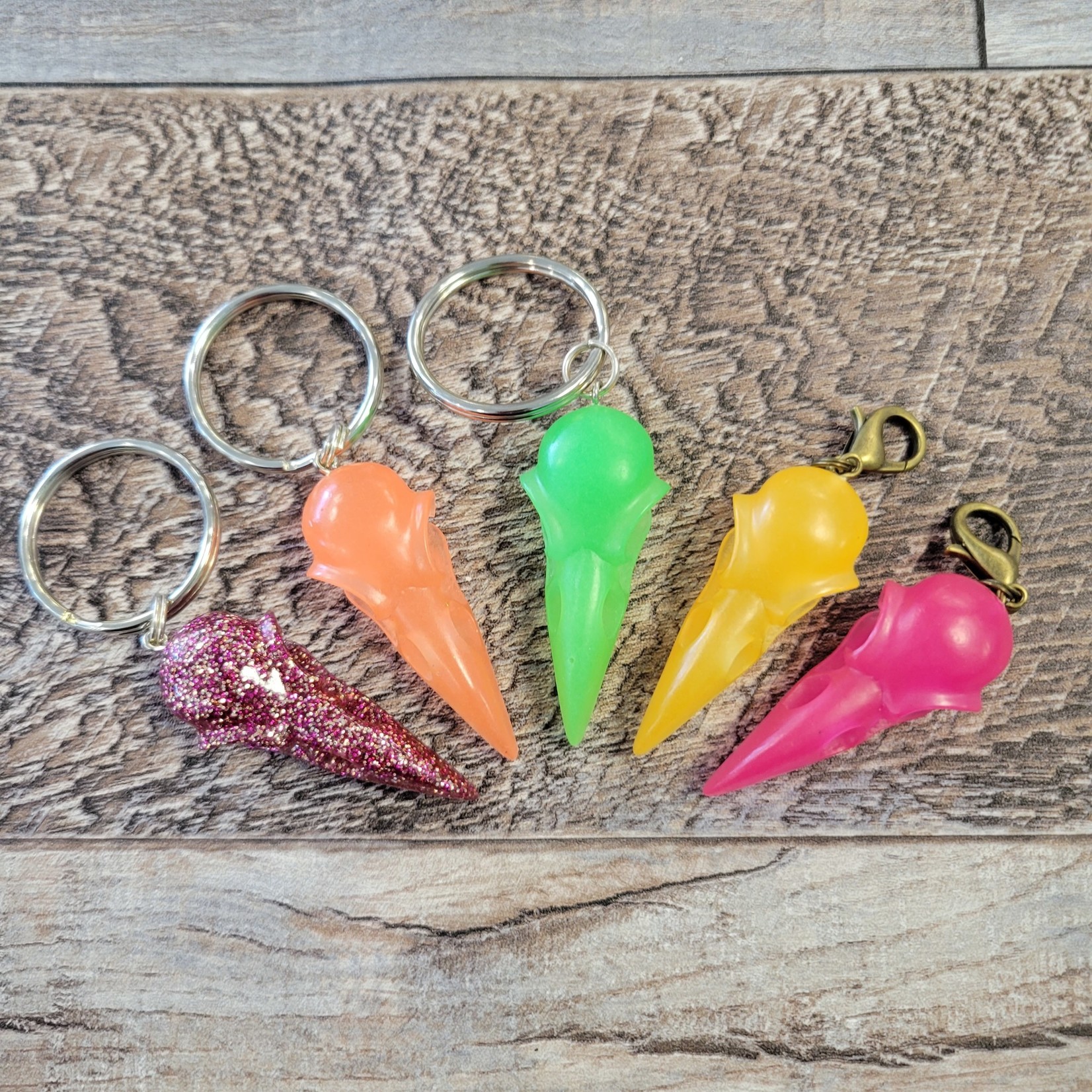 Julia's Resin Crow Skull Keychain